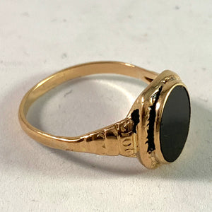 Victorian 18k Gold Onyx Enamel Men's Mourning Ring.