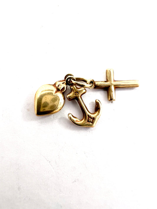Vintage Mid Century 14k Gold Faith Hope Love Charm.