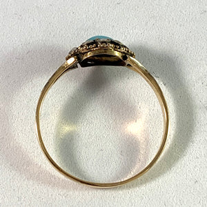 Antique Victorian 18k Gold Seed Pearl Paste Ring.