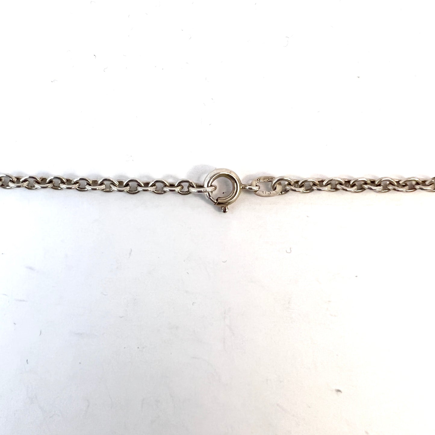 G Dahlgren, Sweden 1946. Vintage Solid Silver Flower Pendant Long Chain Necklace.
