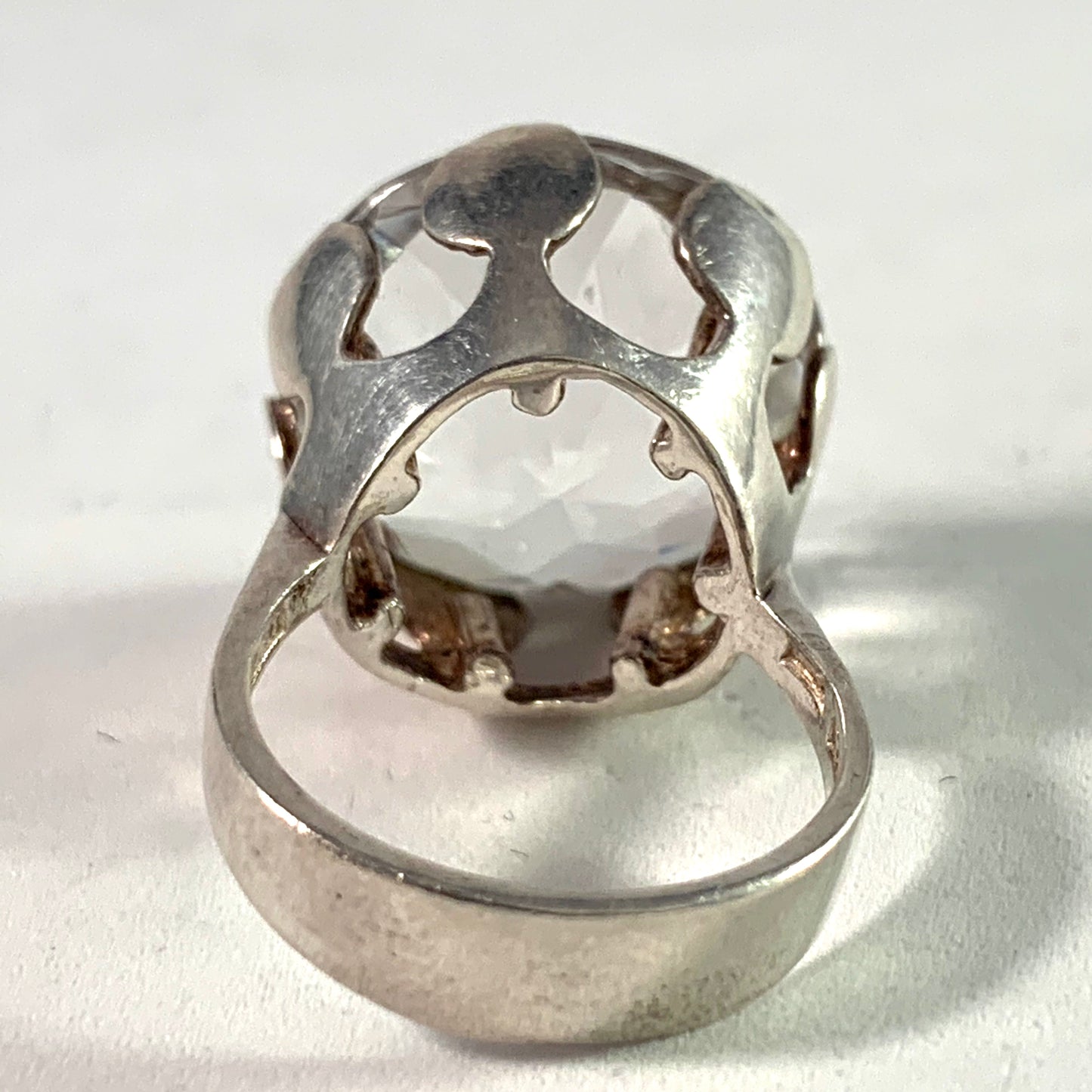 Peter Von Post, Stockholm 1975 Modernist Sterling Rock Crystal Ring