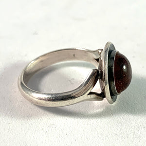 Niels Erik From, Denmark 1960s Sterling Silver Amber Ring.