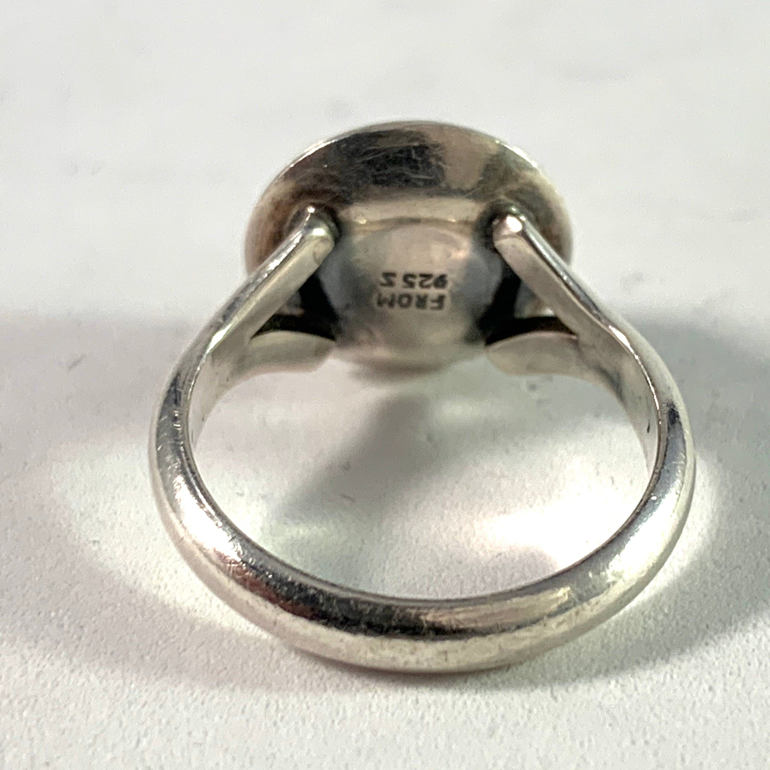 Niels Erik From, Denmark 1960s Sterling Silver Amber Ring.