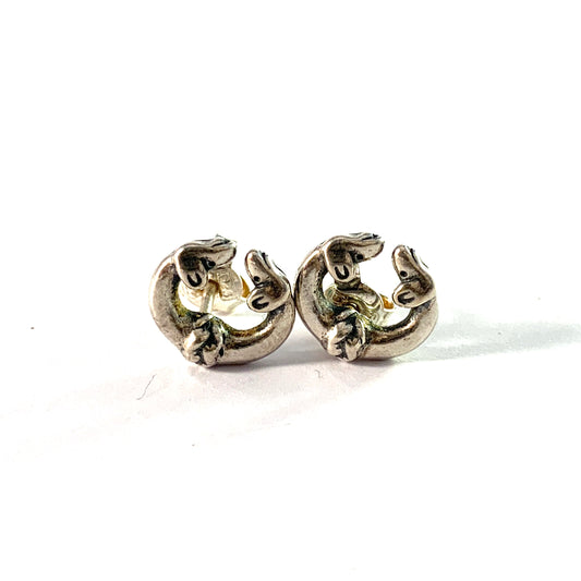 Kalevala Koru, Finland. Vintage Sterling Silver Stud Earrings. Design Hirvenpää (Elk)