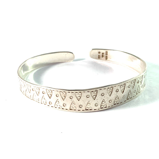 Victor Mossberg, Sweden year 1989 Sterling Silver Viking Copy Bangle Bracelet