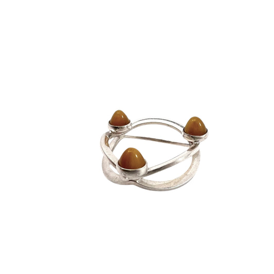 Elis Kauppi,  Kupittaan Kulta Finland 1960s Vintage Solid Silver Tiger's Eye Pendant.