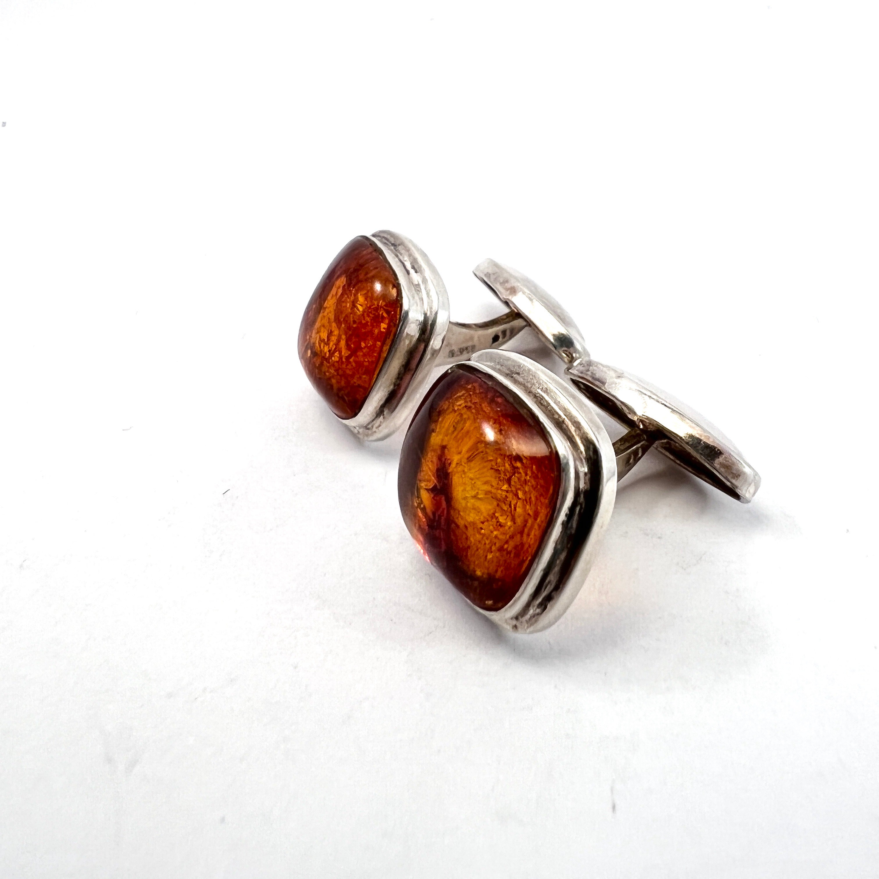 Vintage 830 Silver Amber Cufflinks top