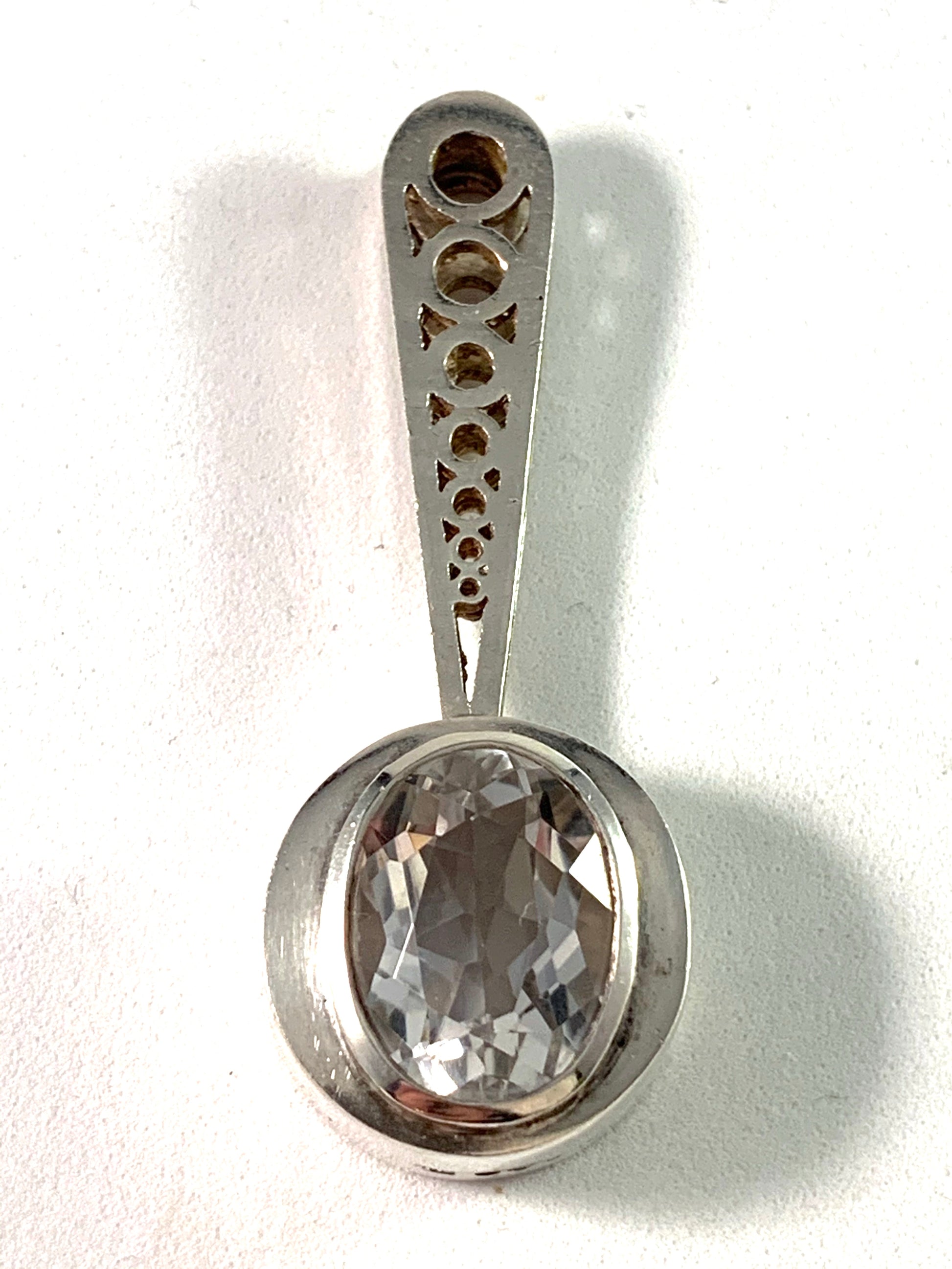 Mid Century Modern Sterling Silver Rock Crystal Pendant