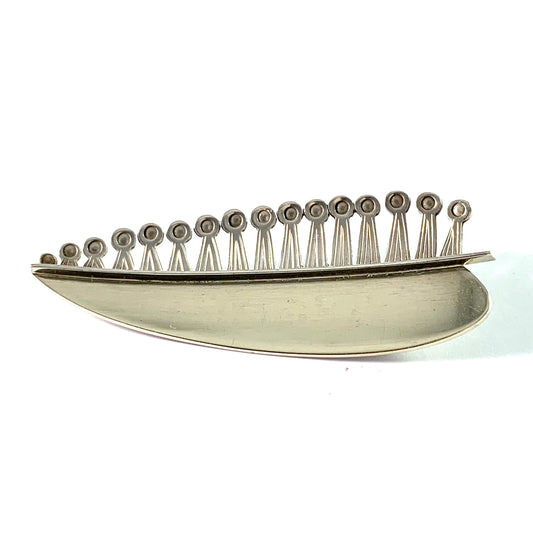 Atelier Borgila, Stockholm 1954 Mid Century Modern Sterling Silver Brooch.