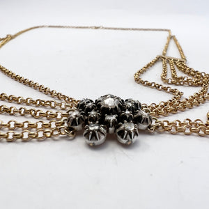 Antique 18k Gold Rose Cut Diamond Cluster Esclavage Necklace. Early 1900s. 25.2gram