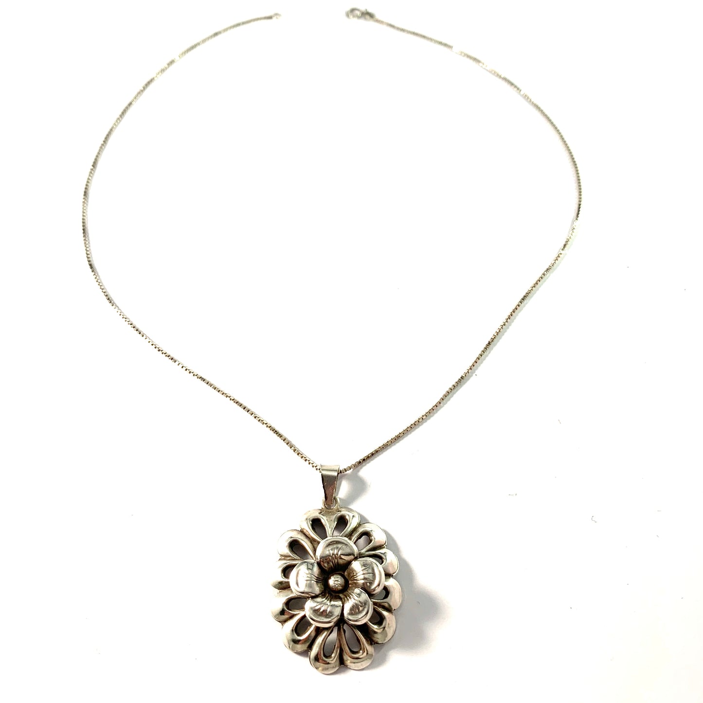 Kaplan, Sweden Vintage Mid Century Sterling Silver Pendant Necklace.