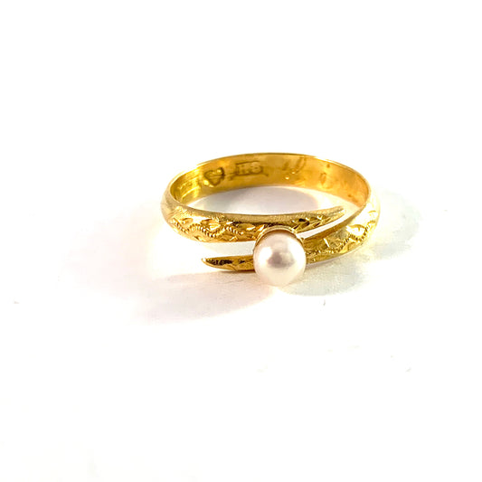 Sweden year 1934. Vintage 23k Gold Pearl Ring.
