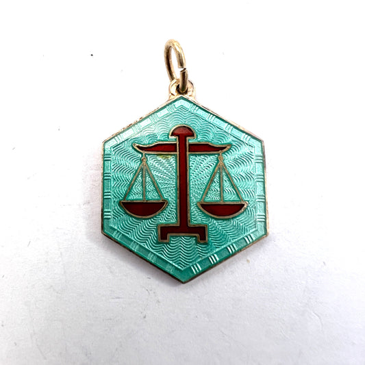 David Andersen, Norway. Vintage Sterling Silver Enamel Zodiac Libra Charm Pendant