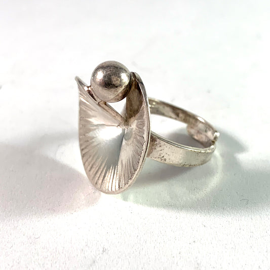 Alton, Sweden year 1972 Sterling Silver Modernist Ring.