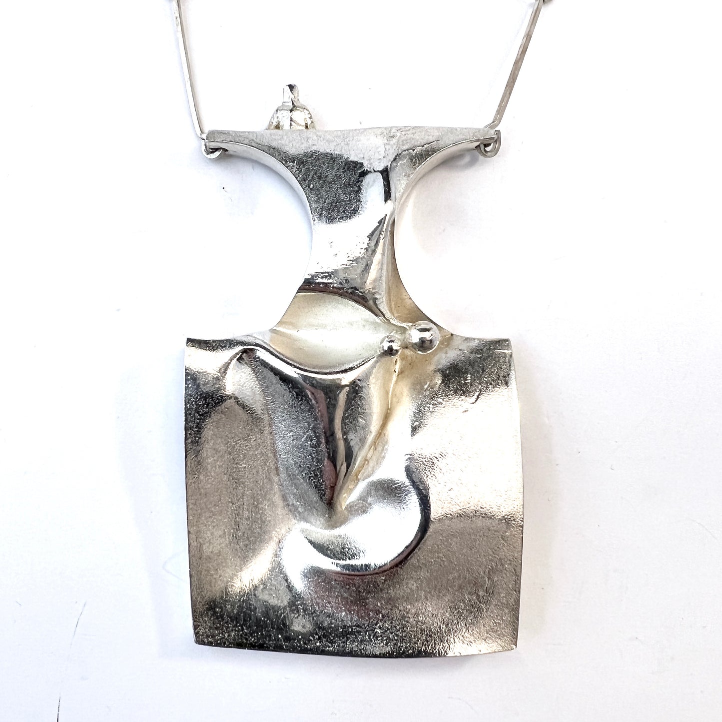 Bjorn Weckstrom, Lapponia Finland 1971. Very Large Vintage Sterling Pendant Necklace. Design Barbarella