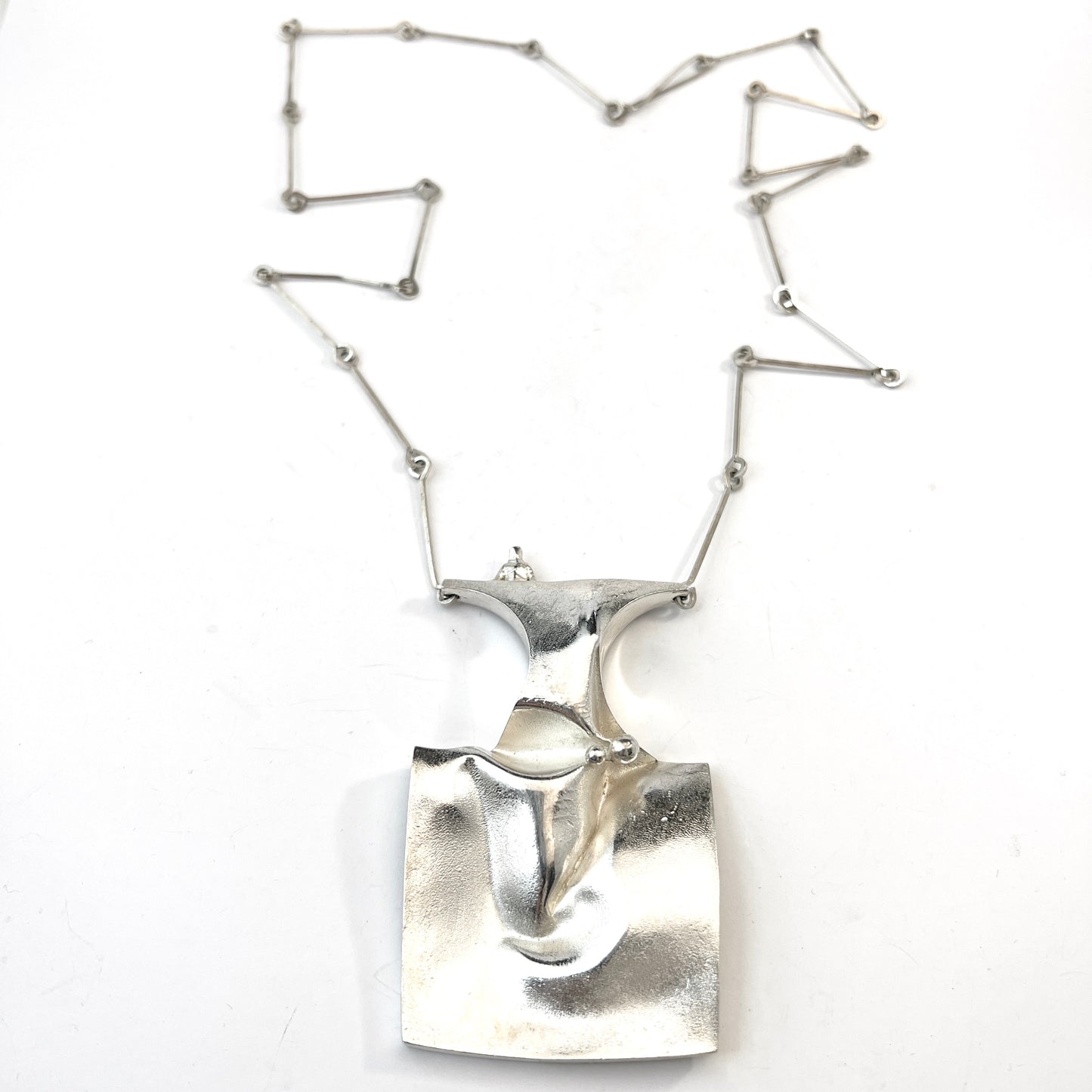 Bjorn Weckstrom, Lapponia Finland 1971. Very Large Vintage Sterling Pendant Necklace. Design Barbarella