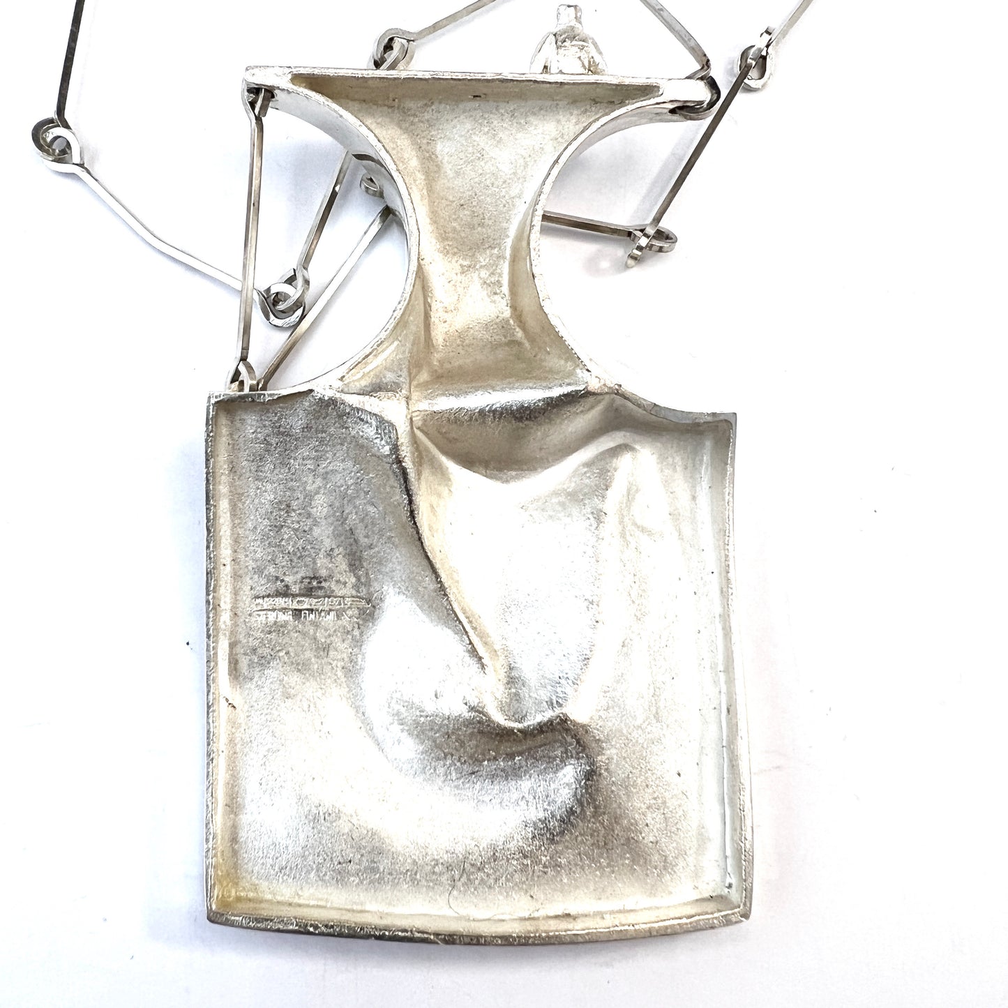 Bjorn Weckstrom, Lapponia Finland 1971. Very Large Vintage Sterling Pendant Necklace. Design Barbarella