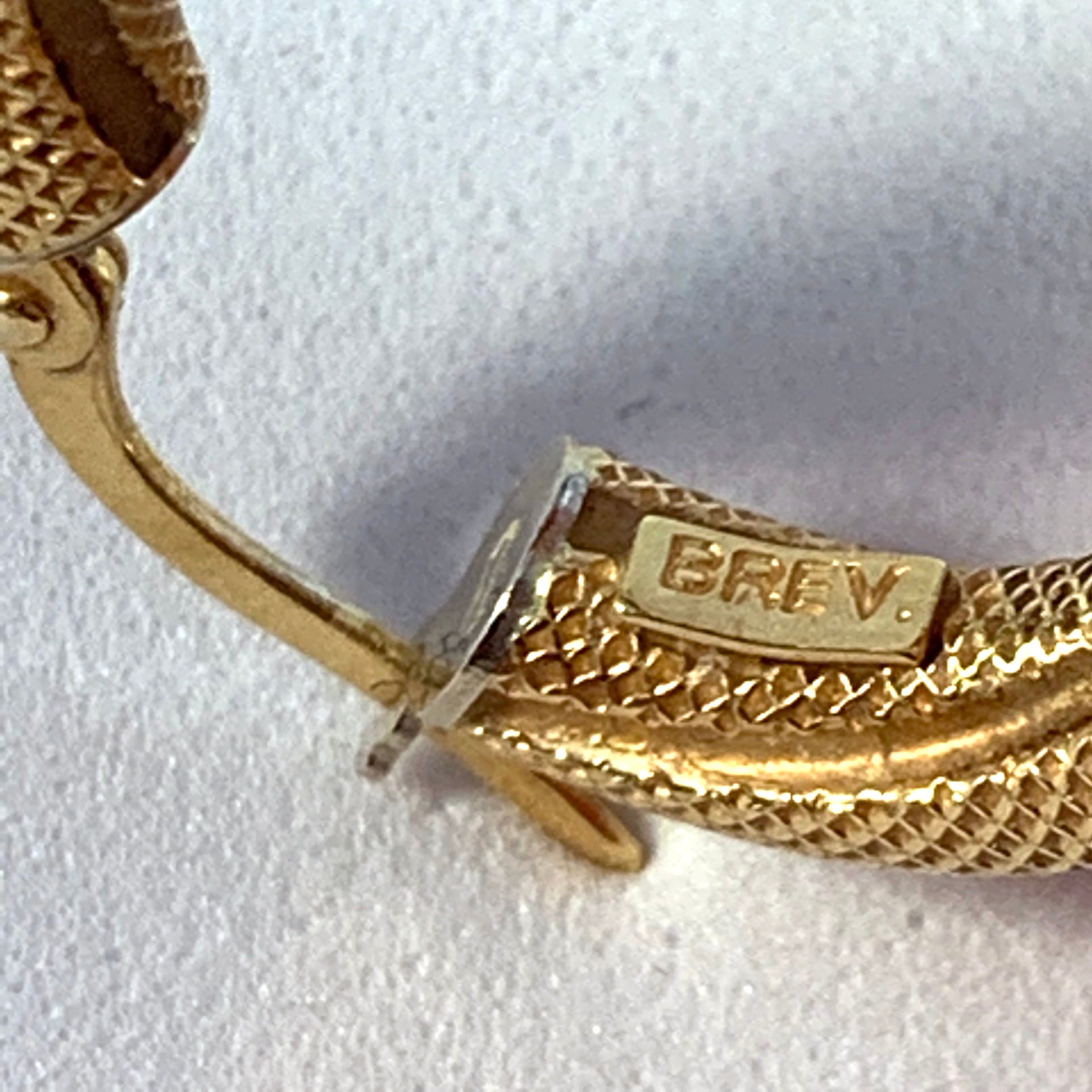 Uno A Erre, Arezzo Italy Vintage 18k Gold Huggie Earrings. Also marked BREV.
