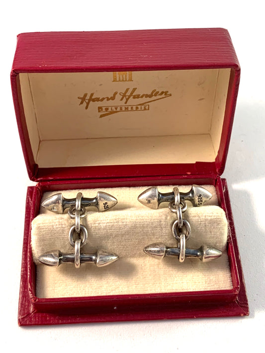Hans Hansen 1930-40s Boxed Sterling Cufflinks Design no 62