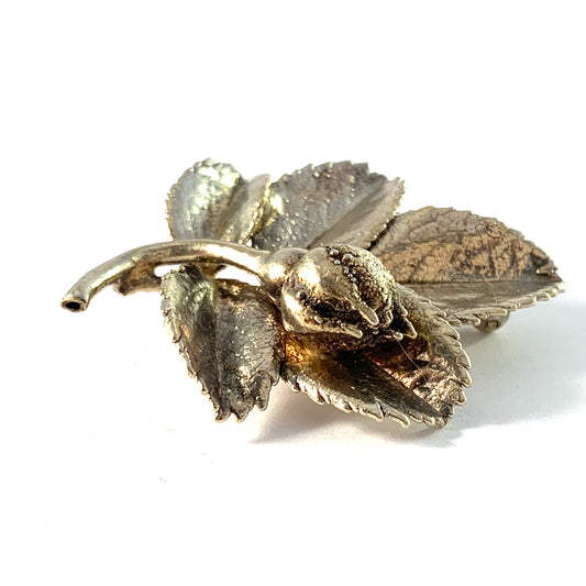 Flora Danica, Denmark 1963-74. Gilt Sterling Silver Rose Bud Brooch.