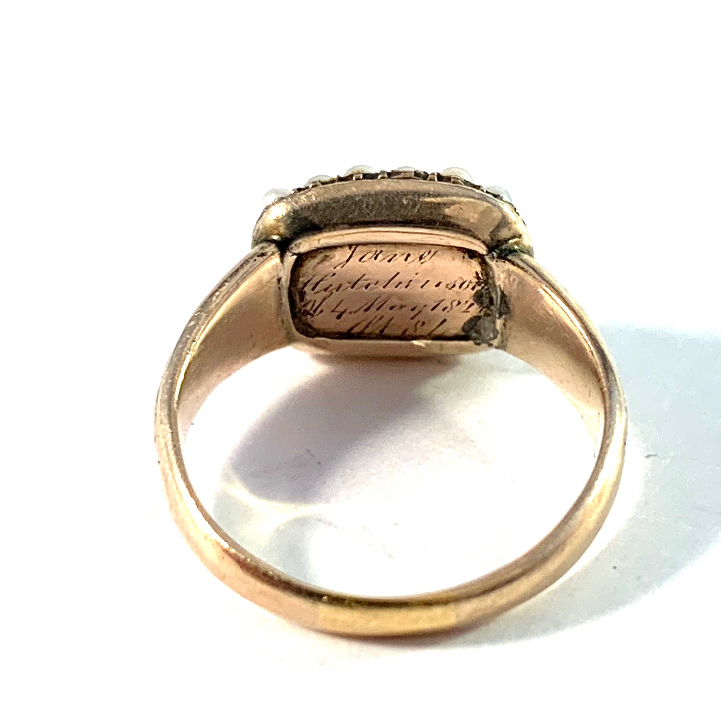 Georgian year 1821 Antique 14k Gold Mourning Ring.