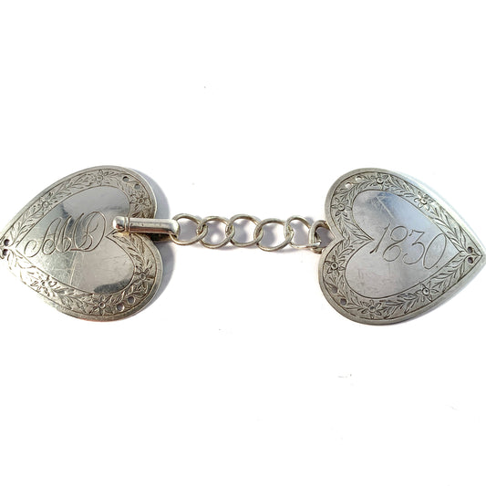 Emanuel Holmberg, Sweden 1830. Georgian Solid Silver Collar Cape Clasp Brooch