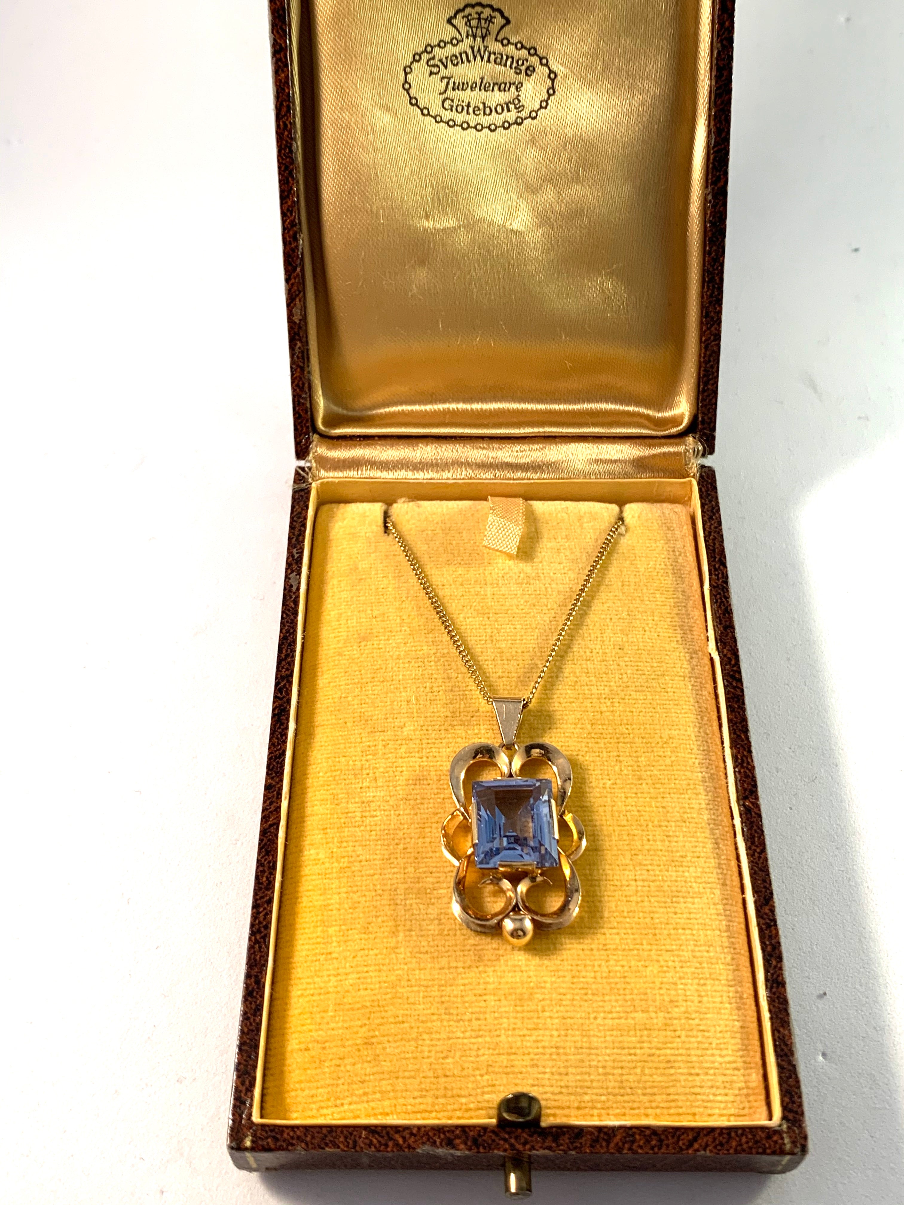 Stockholm 1954, Boxed 18k Gold Spinel Necklace.