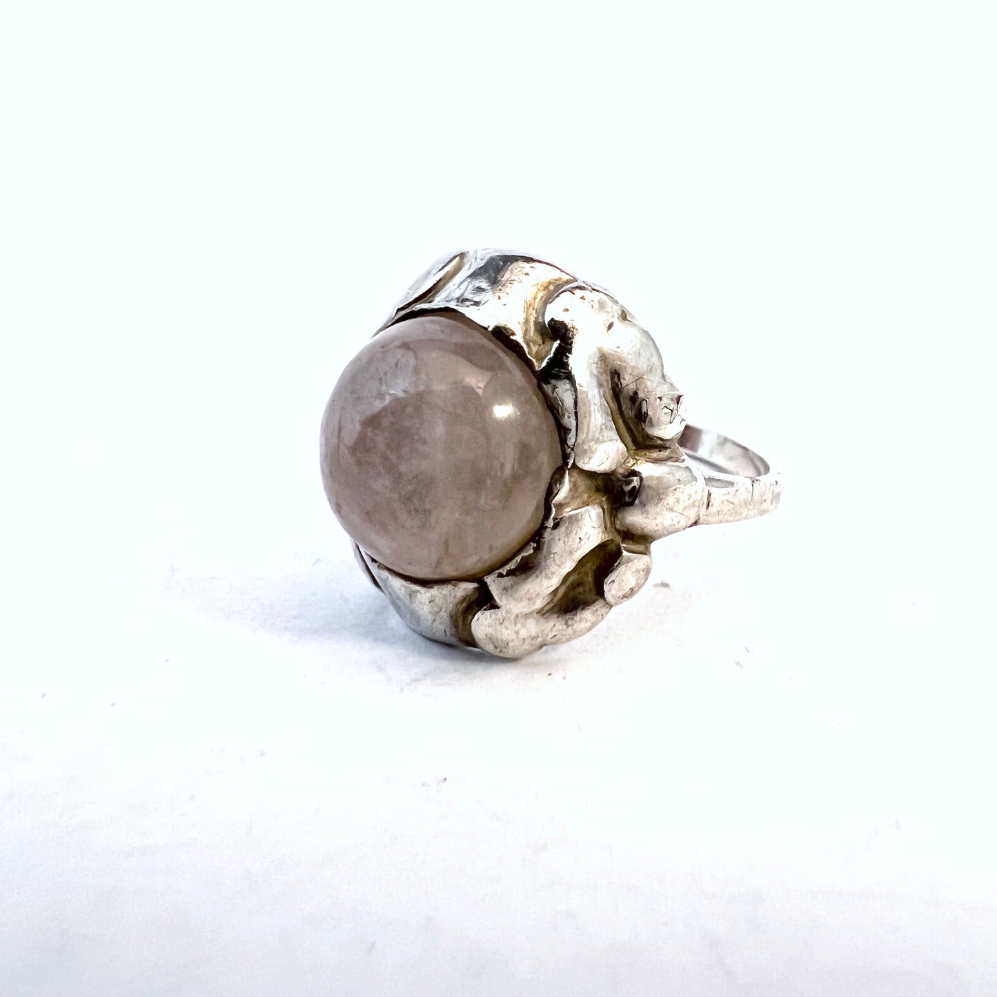 Georg Jensen, Denmark 1915-30. Sterling Silver Rose Quartz Ring. Design 11A