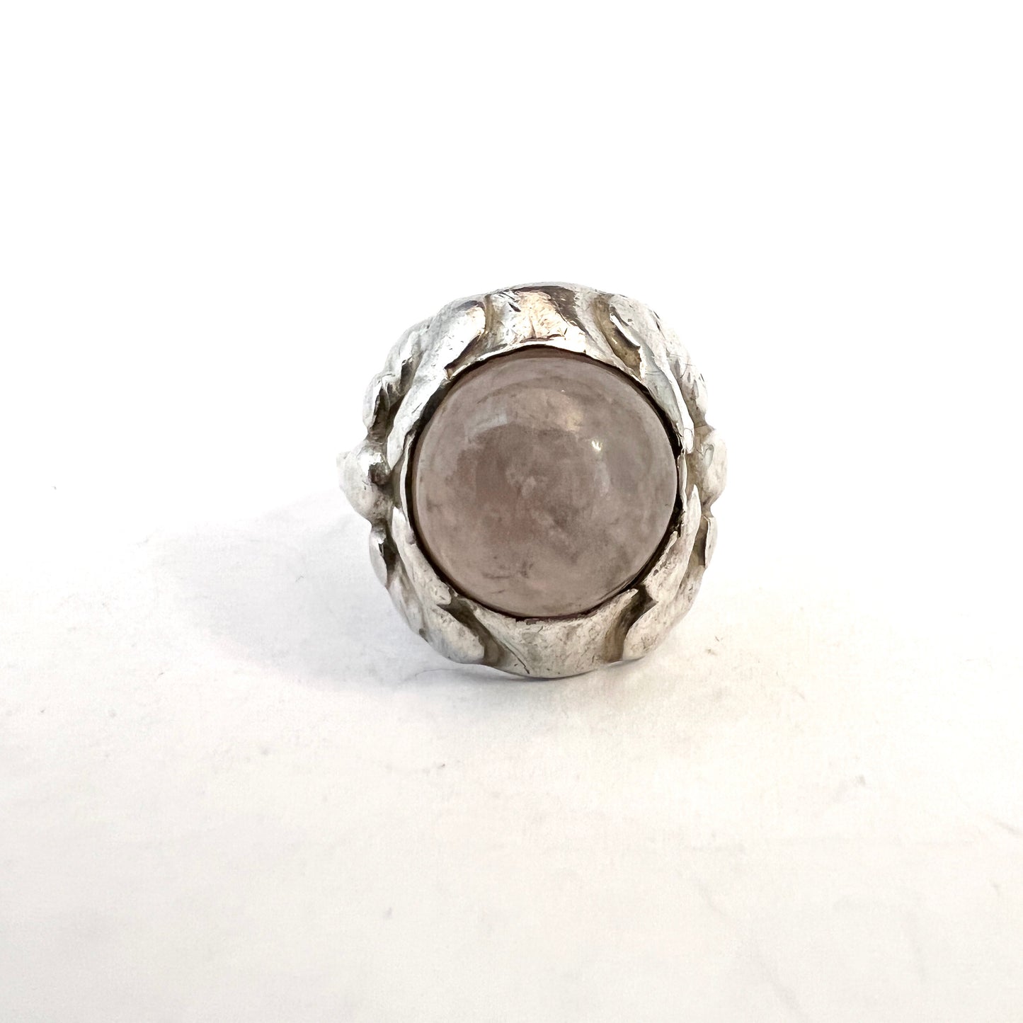 Georg Jensen, Denmark 1915-30. Sterling Silver Rose Quartz Ring. Design 11A