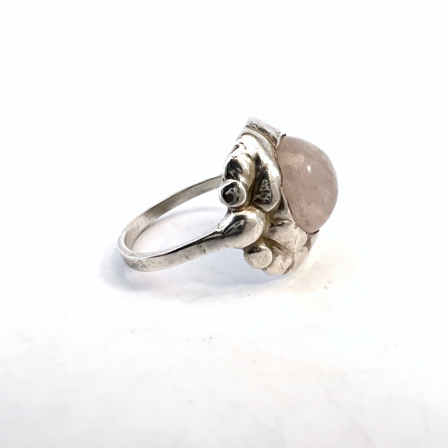 Georg Jensen, Denmark 1915-30. Sterling Silver Rose Quartz Ring. Design 11A