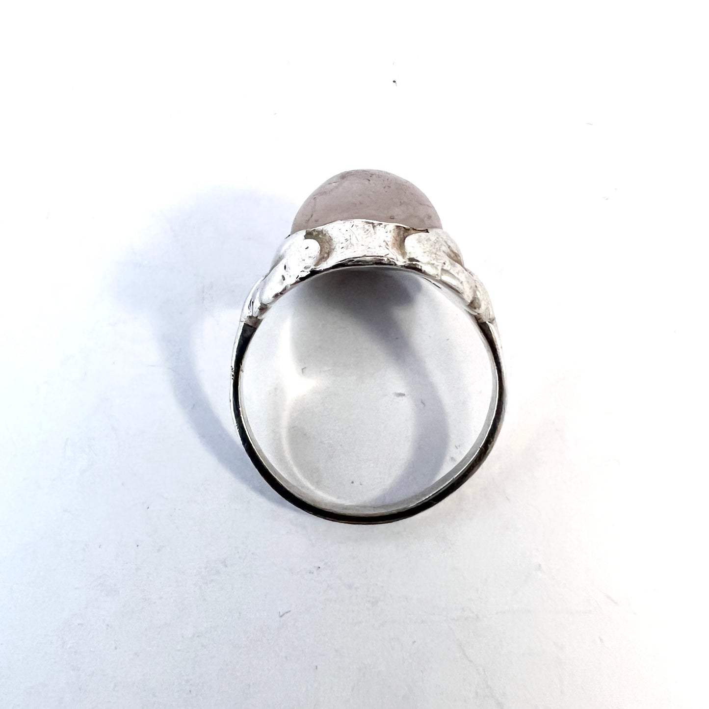 Georg Jensen, Denmark 1915-30. Sterling Silver Rose Quartz Ring. Design 11A