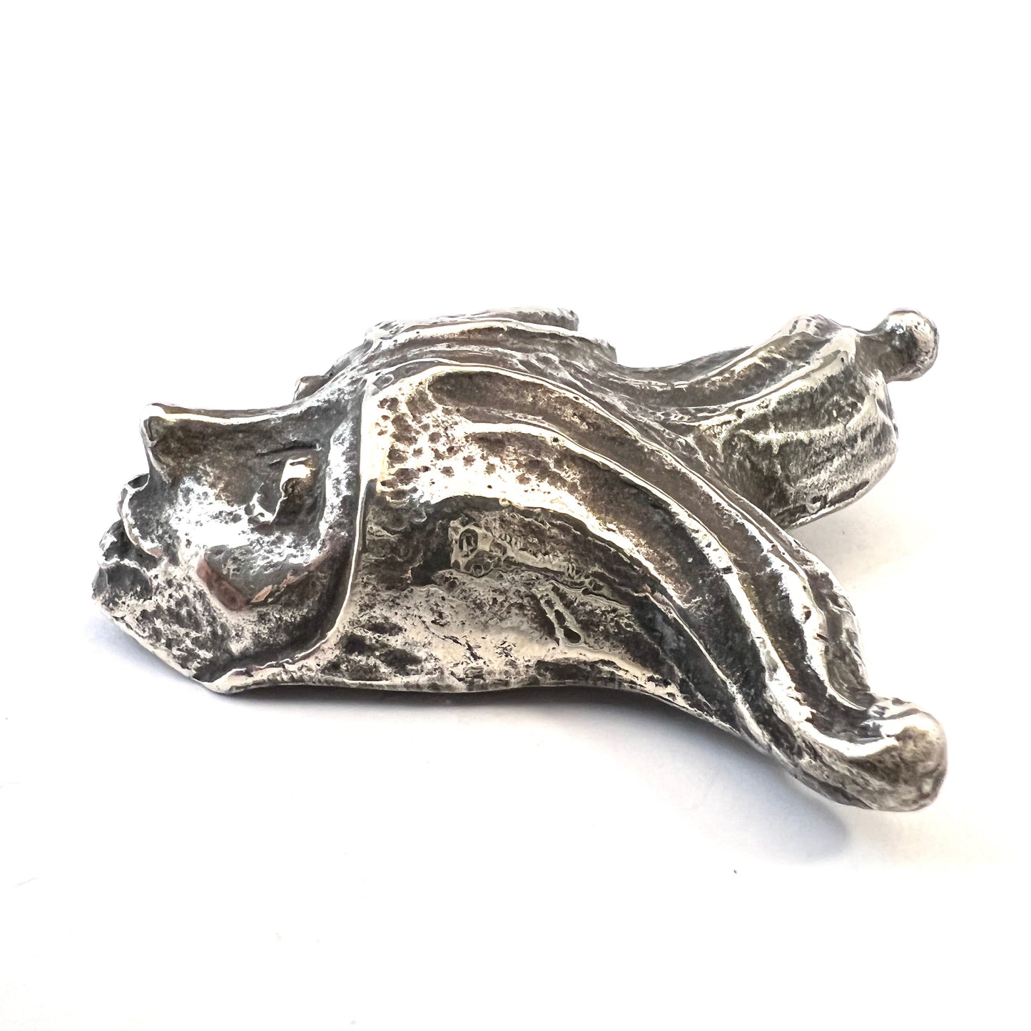 Vintage Mid-century Chunky 1.56oz Solid Silver Jester Brooch.