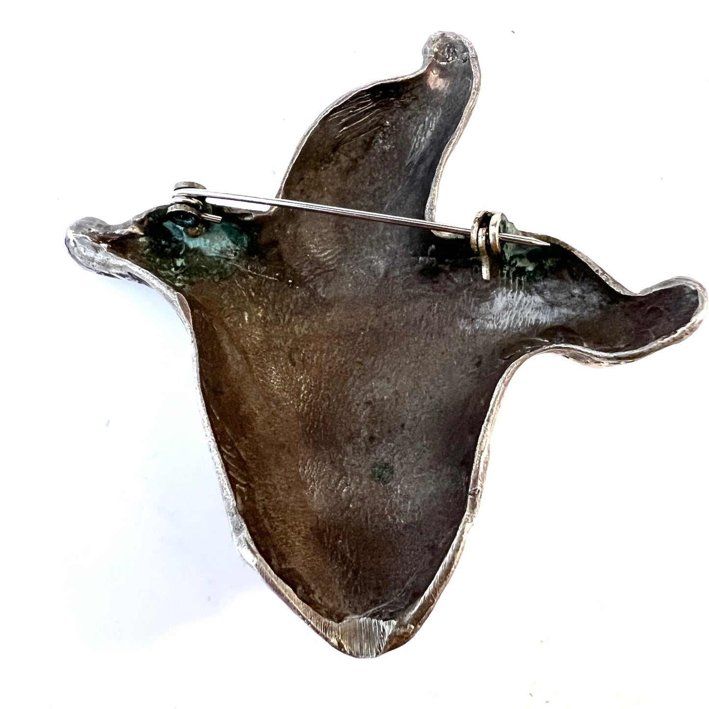 Vintage Mid-century Chunky 1.56oz Solid Silver Jester Brooch.