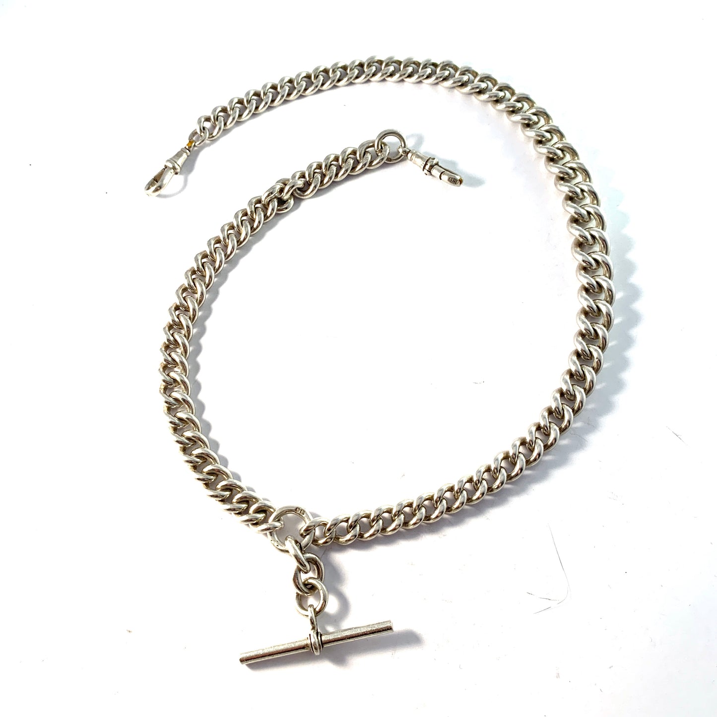 Henry Pope, Birmingham 1918. Antique Massive 4.3oz Sterling Silver Watch Chain in Necklace Length.