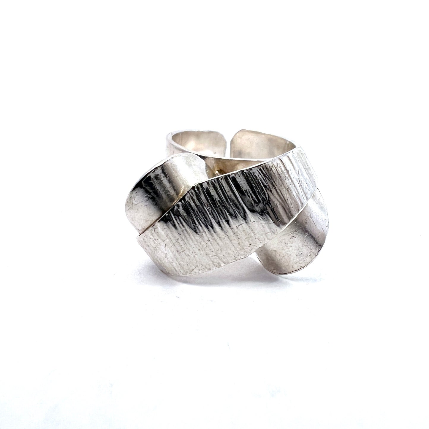 Stigbert for Atelje Waldemar 1970s Vintage Modernist Sterling Silver Ring. Adjustable Size