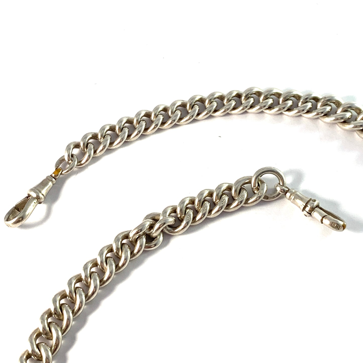 Henry Pope, Birmingham 1918. Antique Massive 4.3oz Sterling Silver Watch Chain in Necklace Length.