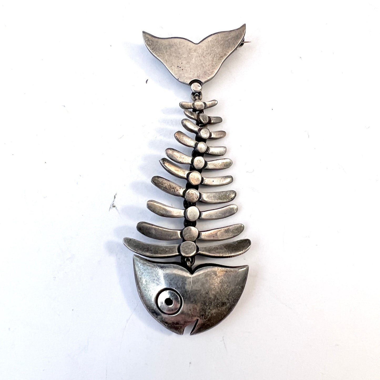 Antonio Pineda, Mexico. Vintage Mid-century Sterling 970 Silver Fish Bone Brooch.