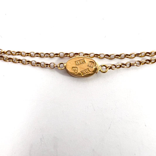 Paul Romare, Sweden 1792-1841. Antique Georgian 18k Gold Long Guard Chain Necklace.