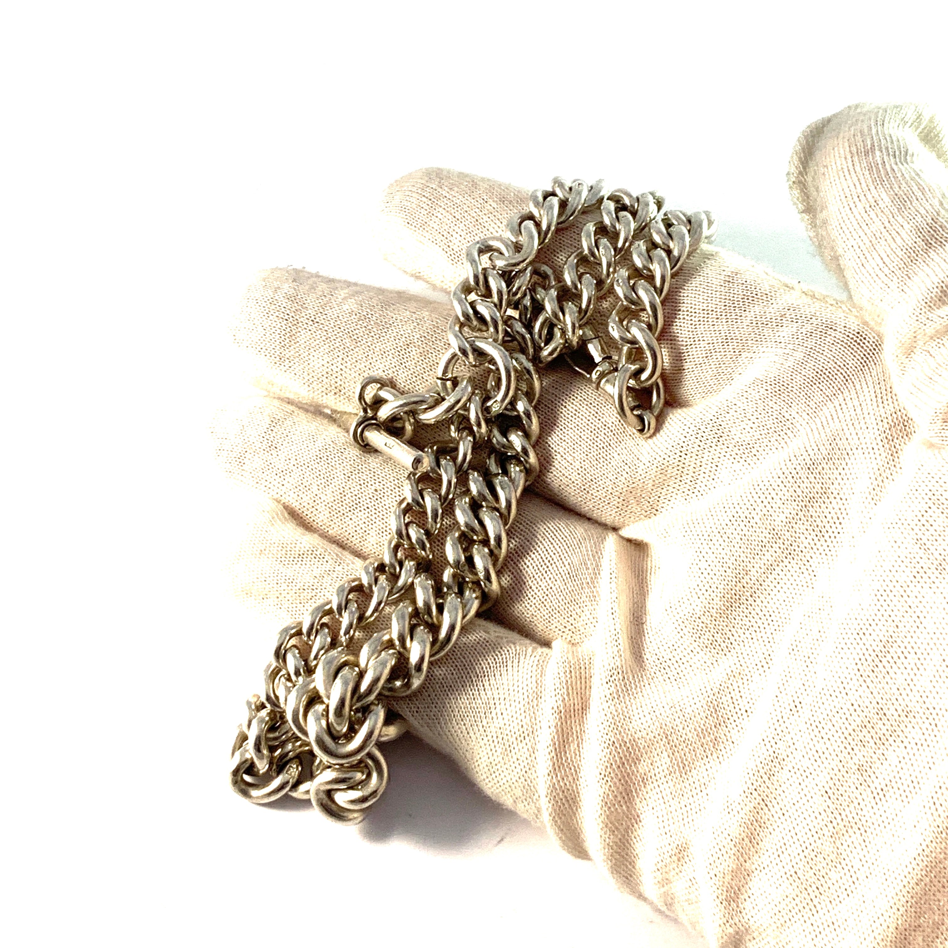 Henry Pope, Birmingham 1918. Antique Massive 4.3oz Sterling Silver Watch Chain in Necklace Length.