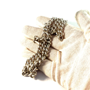 Henry Pope, Birmingham 1918. Antique Massive 4.3oz Sterling Silver Watch Chain in Necklace Length.