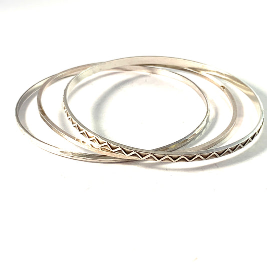 Vintage Sterling Silver Bangle Stack. Finland, Sweden.