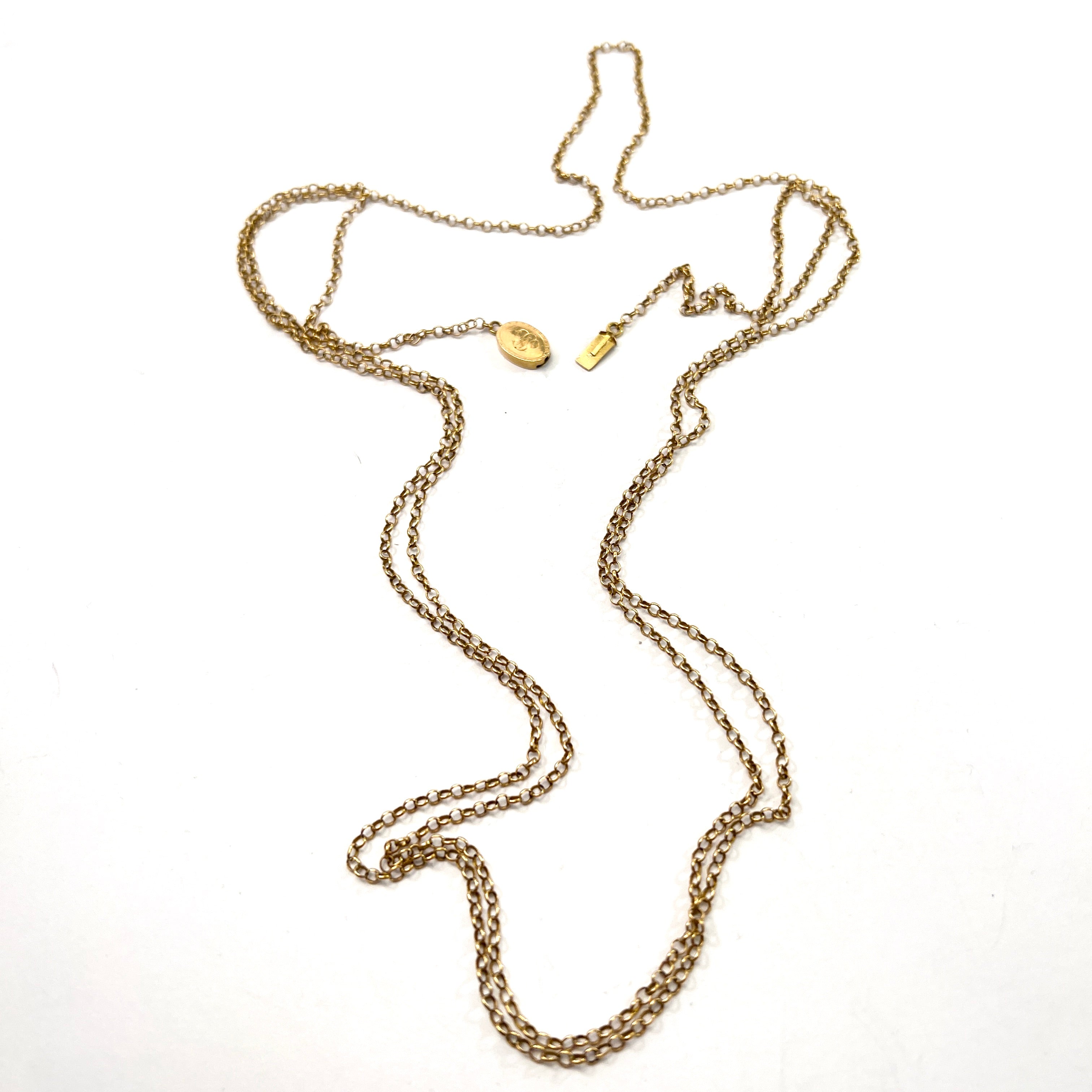 Paul Romare, Sweden 1792-1841. Antique Georgian 18k Gold Long Guard Chain Necklace.