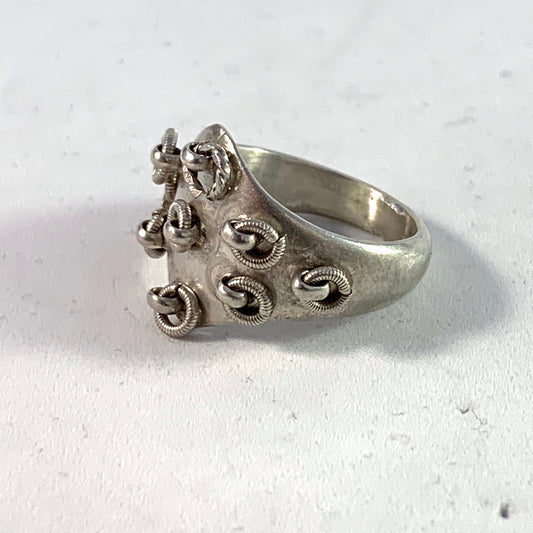 Piteå, Sweden early 1900s, Solid Silver Traditional Sami Ring.