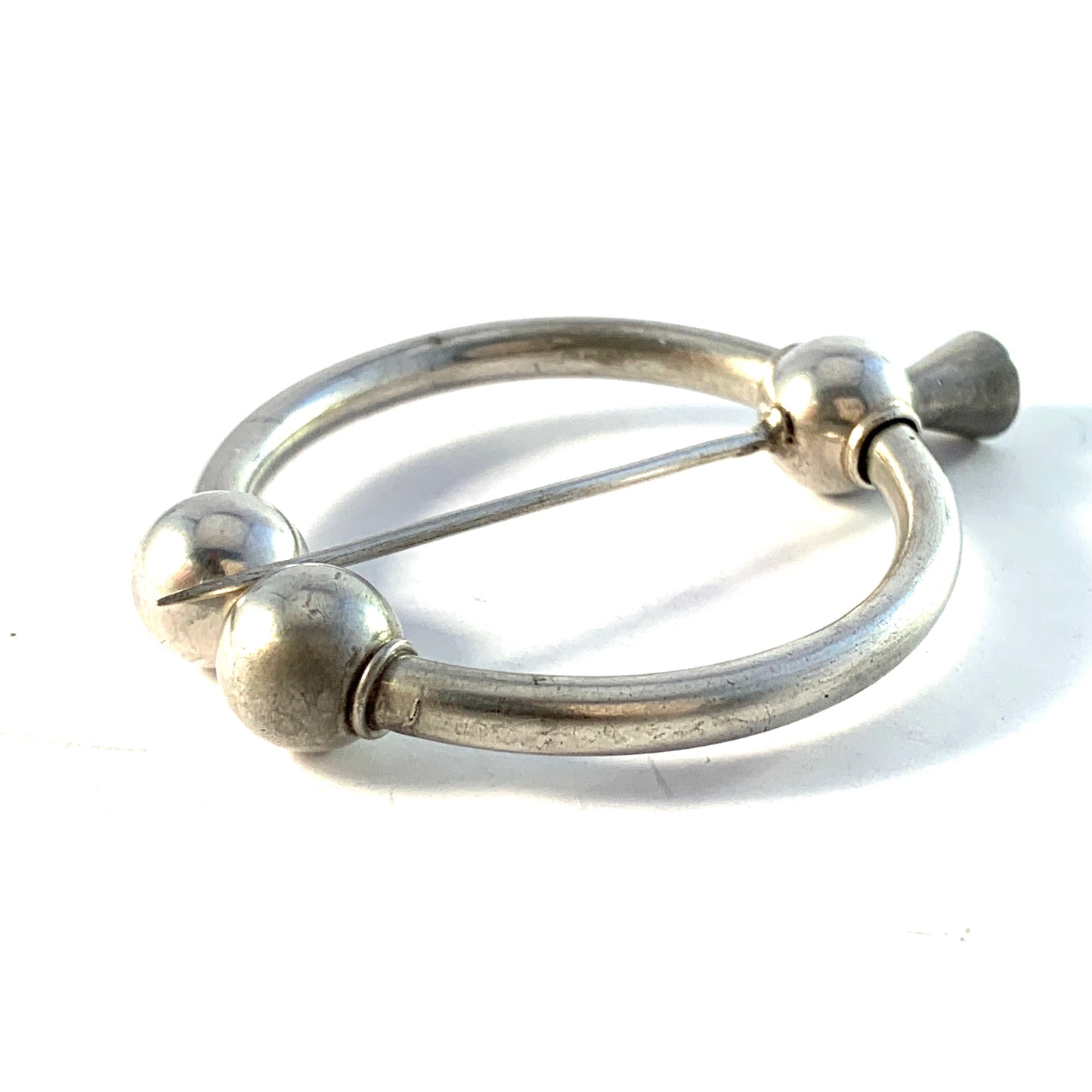 Johan Petterson, Sweden 1913. Antique Silver Fibula Brooch Scarf Pin