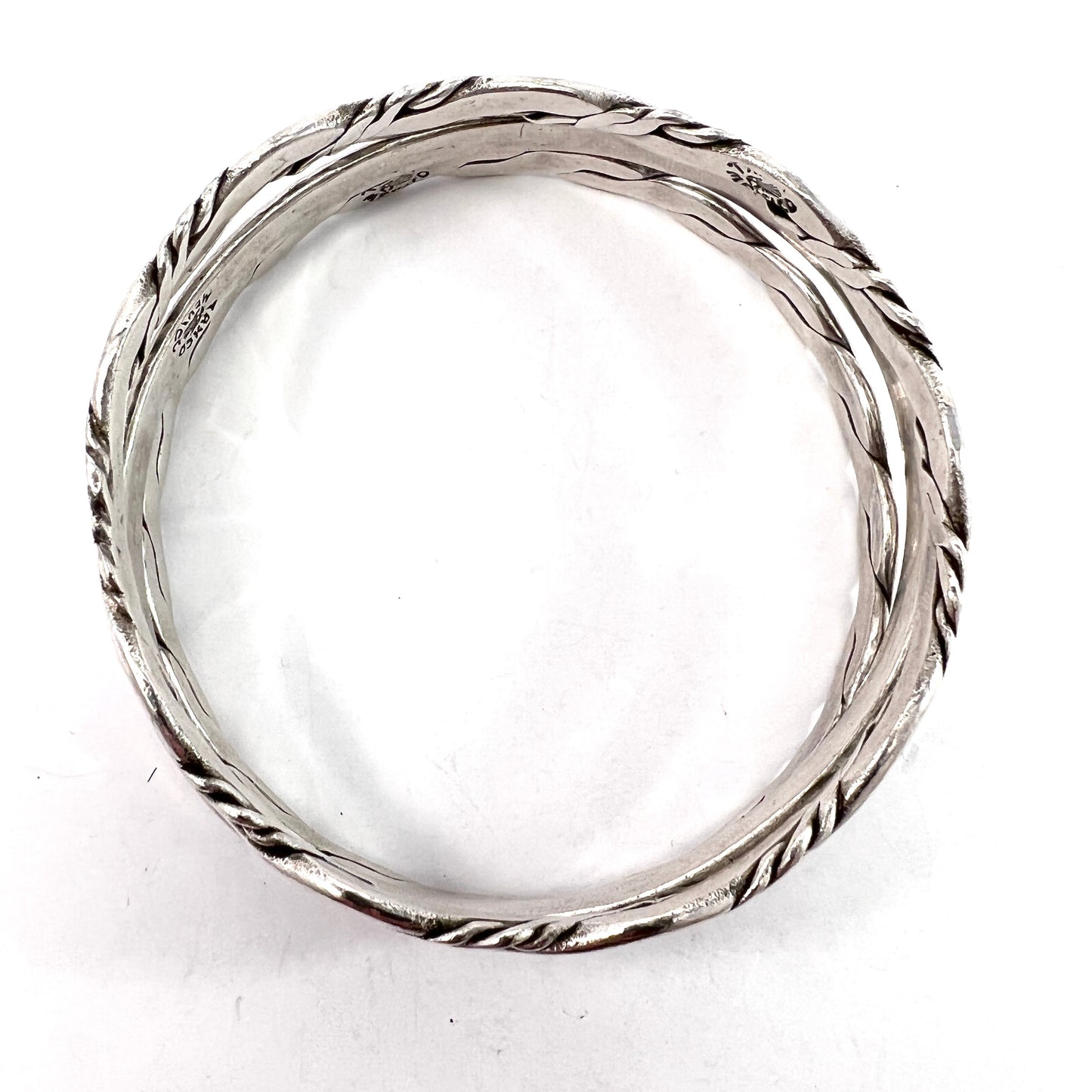 Taxco, Mexico. Vintage Sterling Silver Bangle Stack.