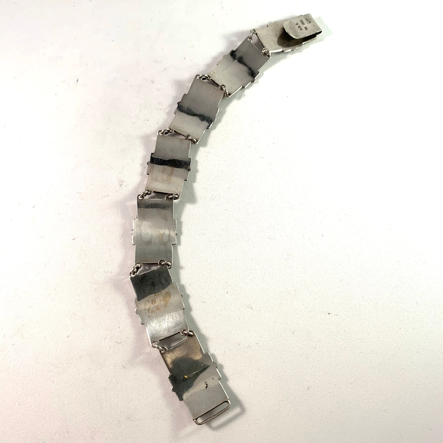 Matsilver, Sweden 1951 Mid Century Egyptian Revival Silver Bracelet.