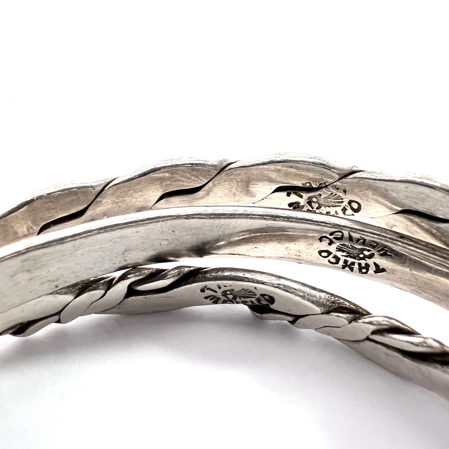 Taxco, Mexico. Vintage Sterling Silver Bangle Stack.