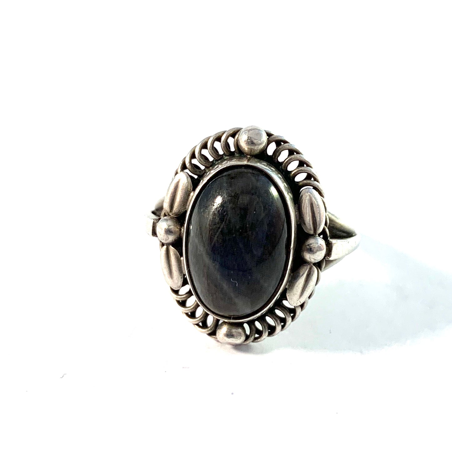 Georg Jensen, Denmark. Vintage Sterling Silver Labradorite Ring. Design 1.