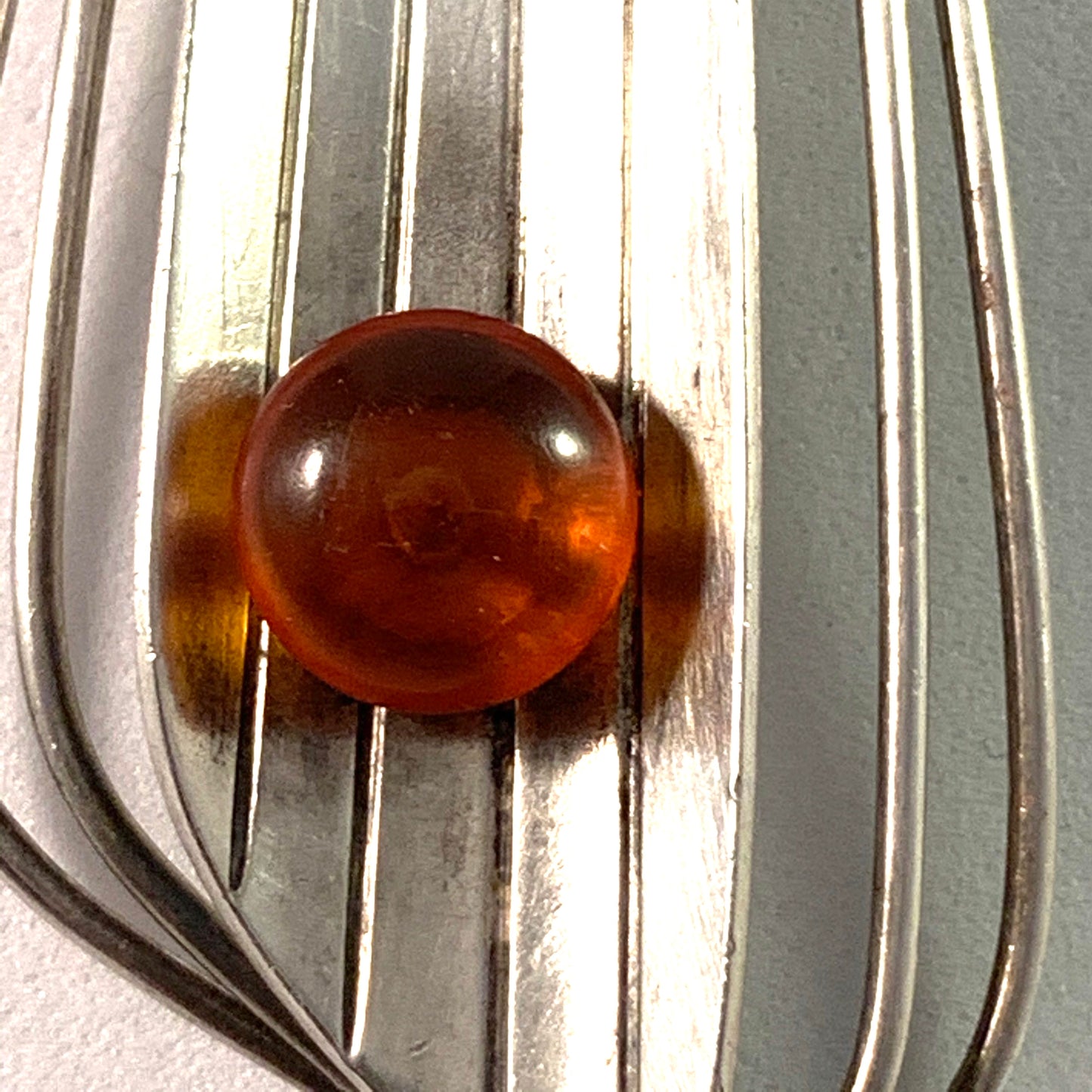 Fischland Ostseeschmuck, Germany 1960s Large 835 Silver Amber Pendant Necklace.