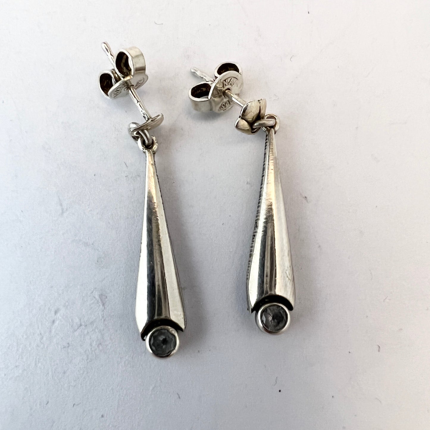 Sten & Laine, Finland. Vintage Sterling Silver Rock Crystal Earrings.